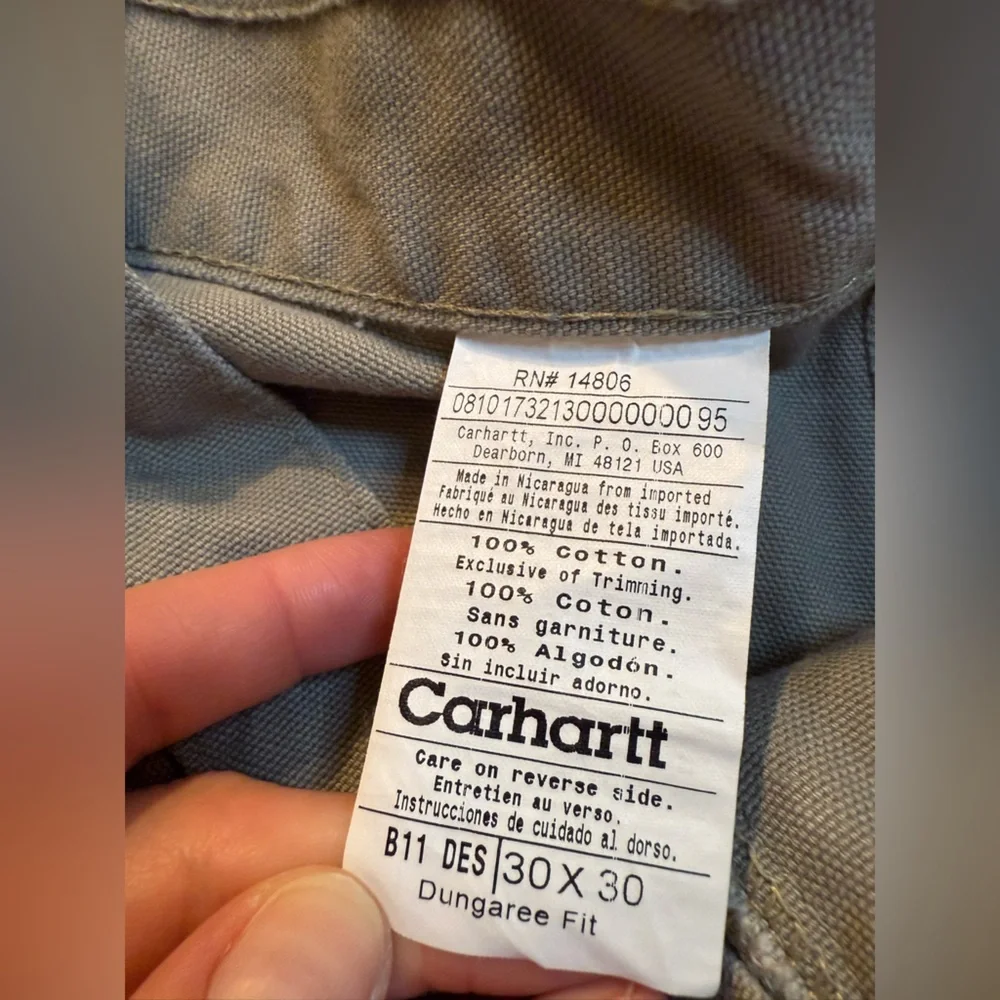 Carhartt Original Fit Duck Dungaree Desert B11 DES Mens 30x30 - Picture 3 of 6